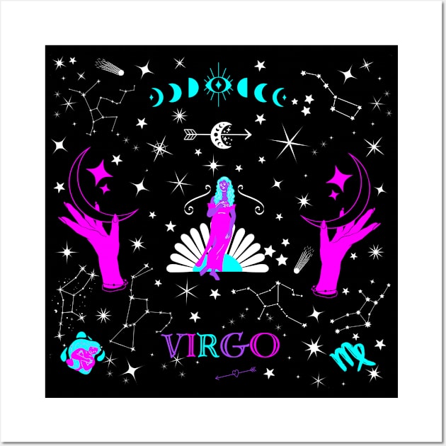 Virgo Zodiac Design Wall Art by Pink Syrup Workshop